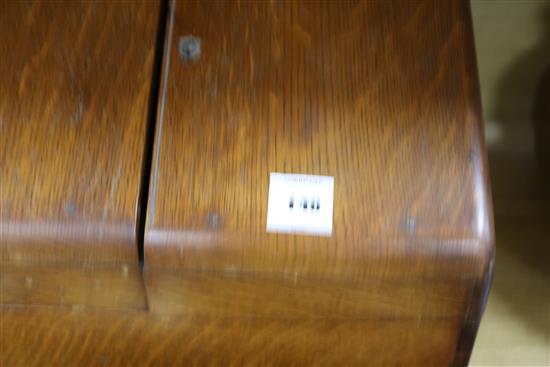 A Victorian oak stationery box height 36cm width 45cm